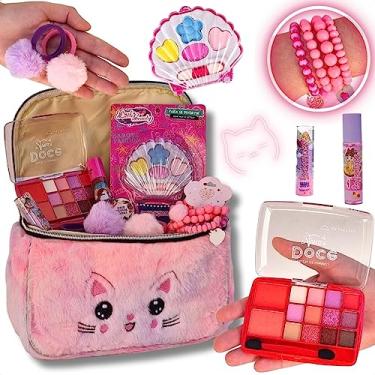 Imagem de Realizzi Maleta de Maquiagem Infantil Mochila Necessaire Para Dia das Crianças Kit Completo Paleta Batom Brilho