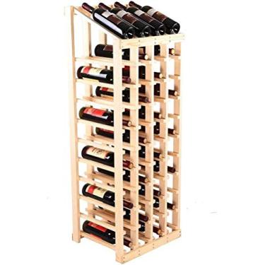 Imagem de Rack de vinho de pinho da Nova Zelândia Rack de adega Prateleira decorativa para cozinhas Sala de estar Armazenamento de bar (cor: A) Efficency