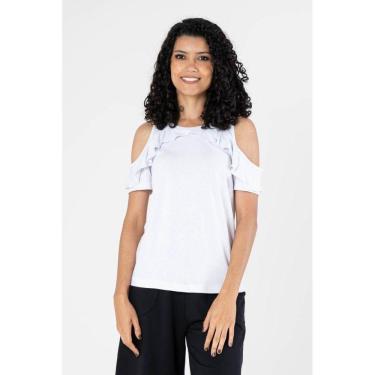 Imagem de Blusa Feminina Tendência Com Manga Babados e Ombros Vazados