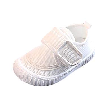 Imagem de Sapatos para meninas jovens sapatos de malha mocassins cor voando criança criança tecido cesta esportiva arco tênis de bebê, Branco, 9-12 Meses