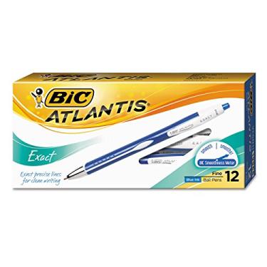 Imagem de BIC Caneta esferográfica Atlantis, ponta fina de 0,7 mm, azul, pacote com 12