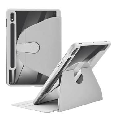Imagem de Estojo de Capa Capa compatível com Samsung Galaxy Tab A9+ modelo 2023 de 10,5 polegadas (SM-X210/X216/X218), capa para tablet inteligente com suporte giratório de 360°, capa traseira rígida para PC, c