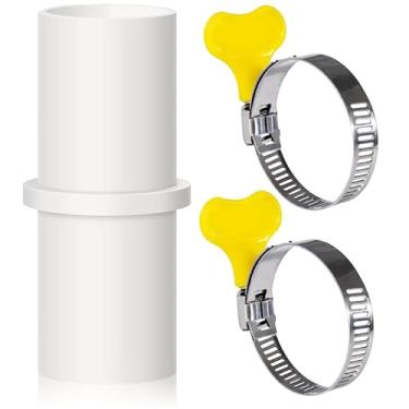 Imagem de MyLifeUNIT Conector de mangueira de drenagem para máquina de lavar, adaptador de extensão de mangueira de drenagem com 2 braçadeiras de mangueira, adequado para mangueira de 2 cm