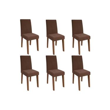 Imagem de Kit 6 Cadeiras Sala Jantar Milena  6 Un Savana/Suede Chocolate - Cimol