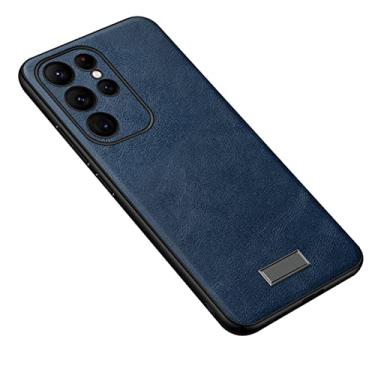 Imagem de PUPAYA Capa fina para Samsung Galaxy S24 Ultra/S24 Plus/S24, capa de couro estilo de negócios, proteção de lente antiqueda, borda de TPU macio, azul, S24 Plus