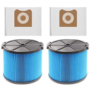 Imagem de Pacote com 2 filtros de substituição VF3500 para aspirador de pó Ridgid Shop de 10 a 11 litros + 2 pacotes de sacos de filtro VF3501 compatíveis com aspiradores de pó secos e molhados Ridgid de 10 a 12 litros (pacote com 4)