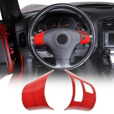 Imagem de Adesivo ABS para moldura de botão de volante de carro para Chevrolet Corvette C6 2005-2013 Acessórios de decoração de volante interior (estilo C-vermelho)