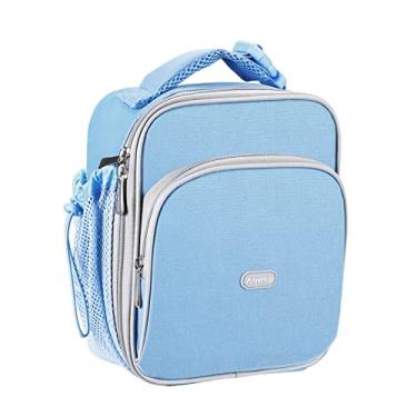 Imagem de Amersun Lancheira infantil com esponja isolada de 8 mm e suporte para garrafa de água, mantenha os alimentos quentes e frios, lancheira escolar para crianças, adolescentes, meninas, meninos, azul bebê