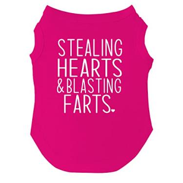 Imagem de Camiseta de cachorro Stealing Hearts & Blasting Farts Dia dos Namorados para filhotes, brinquedos e raças grandes (rosa choque, 4GG 983)