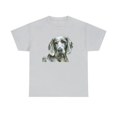 Imagem de Camiseta Weimaraner 'Greyson' unissex de algodão pesado, Cinza gelo, G