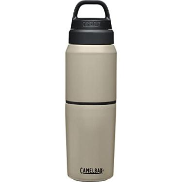 Imagem de CamelBak Produtos Garrafa de água e copo de viagem MultiBev – Aço inoxidável isolado a vácuo – Dune – garrafa de 500 ml e copo de 350 ml