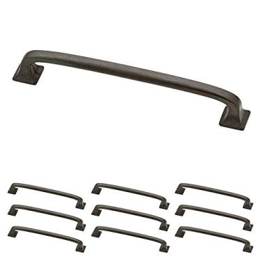 Imagem de Franklin Brass Puxadores de armário Lombard (pacote com 10) com orifício central de 1,6 m de ferro macio para gaveta de cozinha, ferragens para móveis P29614K-SI-B