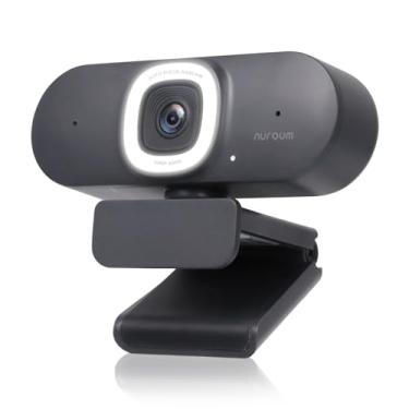 Imagem de NUROUM Webcam de streaming V15-AFL com anel de luz, webcam de foco automático para PC com microfone duplo, 1080p 60fps, 75° FOV e correção de luz, plugue e reprodução de câmera Web USB para