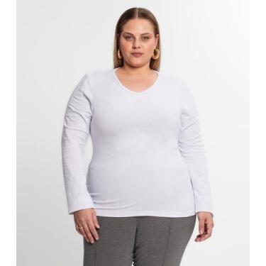 Imagem de Blusa Cotton Básica Plus Size Feminina Kohmar Branco