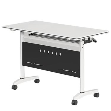 Imagem de Folding conference table Mesa de conferência dobrável com espaço de armazenamento aberto e o defletor de aço, mesa de emenda retangular do computador(27.6x19.7x29.5in)