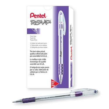 Imagem de Caneta esferográfica R.S.V.P. Stick, tinta violeta, fina, 0,70 mm, pacote com 12