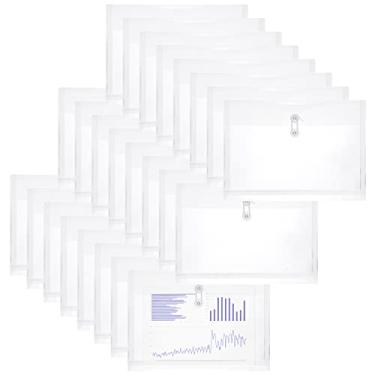 Imagem de Yoeejob Envelopes de plástico tamanho legal com fecho de cordão, pastas de plástico expansíveis com envelope de poliéster transparente, organizador de arquivos de papel para escritório em casa, pacote com 24, branco