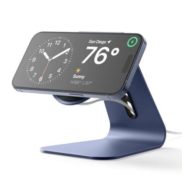 Imagem de elago Suporte de carregamento MS4 compatível com carregador MagSafe, suporte de alumínio compatível com iPhone 16/15/14/13/12 Series, compatível com modo de espera iOS17 (cabo não incluído) (Jean