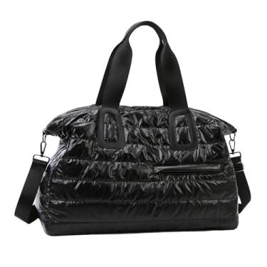 Imagem de Colaxi Bolsa de viagem esportiva, bolsa de ginástica, bolsa de fim de semana, bolsa feminina versátil para pernoite com alça de ombro para exercícios, Preto