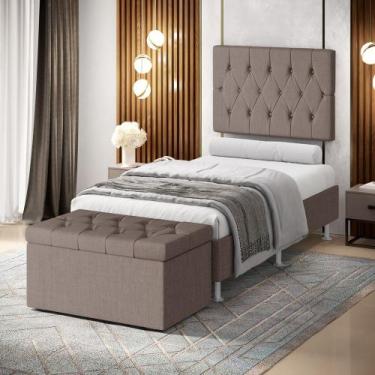 Imagem de Kit Painel Centaurus 100 e Calçadeira Sagitarius Linho Aradecor, Marro