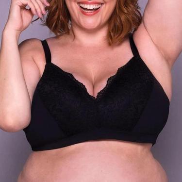 Imagem de Sutiã Sustentação Com Renda Plus Size Liebe 703402, Preto, 48