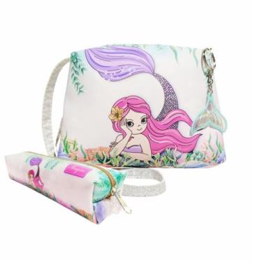 Imagem de Kit Infantil Bolsa e Estojo Sereia Charmosa, Magicc Bolsas