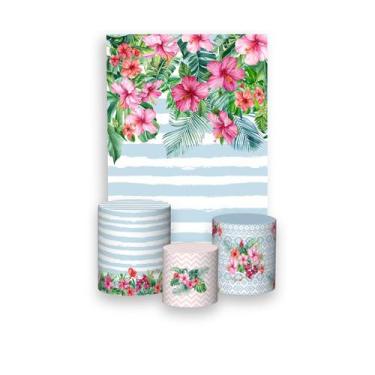 Imagem de Painel De Festa Vertical 1,50 x 2,20 + Trio De Capas Cilindro - Tropic