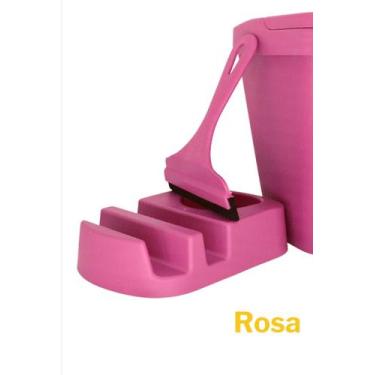 Imagem de Kit Pia Porta Detergente Esponja + Rodinho Rosa Elegance
