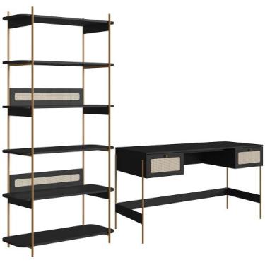 Imagem de Estante Livreiro Home Office e Mesa Escrivaninha Industrial Indy A03 N