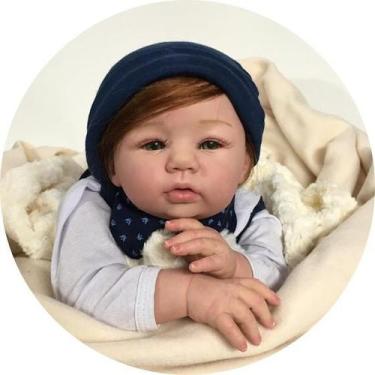 Imagem de Bebe Reborn Menino Corpo Silicone Banho Ruivo + Enxoval - Mundo Azul E