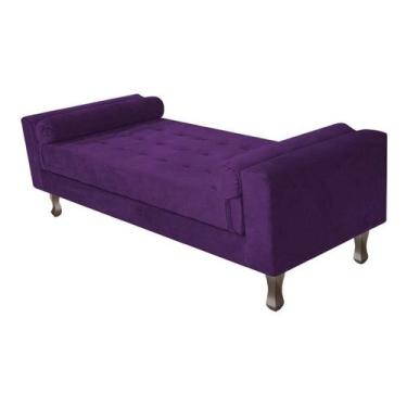 Imagem de Recamier Baú Félix Solteiro 100cm Suede Rosê - Amarena Móveis, Roxo
