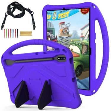 Imagem de Capa infantil para Samsung Galaxy Tab S10+ Plus/S9 FE+ Plus/S9+/S8+/S7+/S7 FE 12,4 polegadas, capa leve com alça de apoio à prova de choque com alça de ombro adequada para crianças para meninas e
