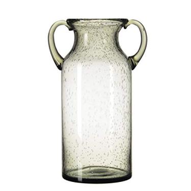 Imagem de Vaso de vidro transparente grande JSY-UP com orelha dupla e bolhas decorativas feitas à mão, (azul, roxo, cinza, verde), vasos de flores coloridas para decoração (cinza-grande)