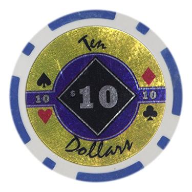 Imagem de Brybelly Black Diamond Poker Chip Heavyweight 14-gram Clay Composite – Pack of 50 ($10 Blue)