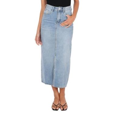 Imagem de Petal & Pup Saia midi jeans feminina Dana, Azul (azul), 11