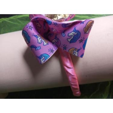 Imagem de Tiara Laço Amora unicórnio com aplique de coração - Rsc2563.bordados