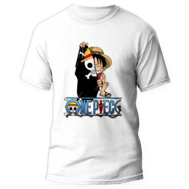 Imagem de Camiseta One Piece Luffy Bandeira Pirata Unissex - Kamisetas Otaku, Br