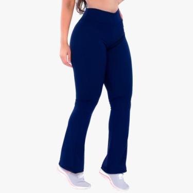 Imagem de Calça Flare Bailarina Peluciada Cintura Alta Forrada Flanelada Grossa 