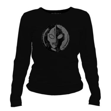 Imagem de Camiseta manga longa feminina - Ultraman - DASANTIGAS, Preto, Preto, M