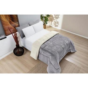 Imagem de Coberdrom Sherpa e Flannel Everest King Manta Alta 150g 01 Peça - Cinz