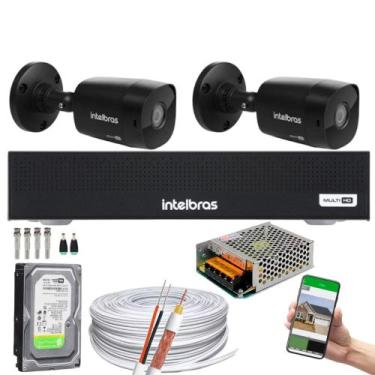 Imagem de Kit 2 Câmeras Black Bullet Intelbras vhd 1220 B G6 Full HD 1080p + dvr
