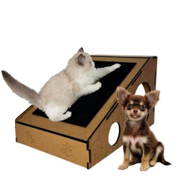 Imagem de Arranhador Rampa Gatos Divertida Anti Stress Gatos Pet Madeira MDF - G