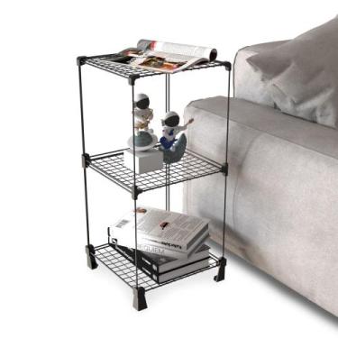 Imagem de Mesa de Cabeceira Aramada para Quarto 30x65cm Preto Mesinha Lateral Sa