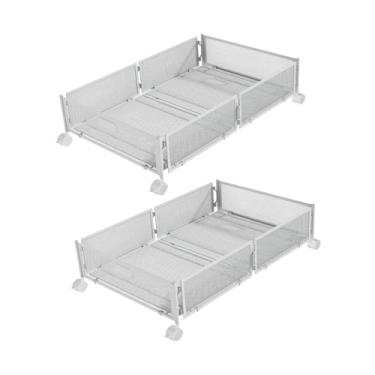 Imagem de YWJLQH Armazenamento sob a cama com rodas, recipientes de gaveta de armazenamento sob a cama dobráveis para apartamento, Branco 2pcs