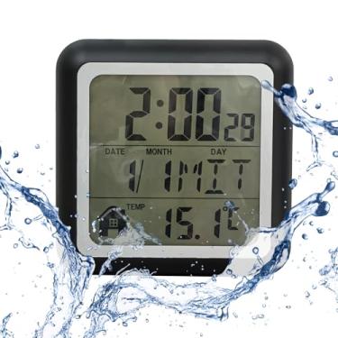 Imagem de LFGKeng Relógio de parede digital à prova d'água, relógio de parede de cozinha interna com ventosa, moldura de plástico, escolha flexível para pendurar ou ficar em pé, relógio de parede pequeno