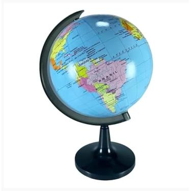 Imagem de Globo Terrestre Giratorio Mesa Mapa Mundi Geografia Escolar 14,2 cm Eixo Com Medidor Geopolítico Escolar e Decoração