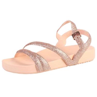 Imagem de Sandália Feminina Tiras de Glitter Moderna Conforto Zaxy