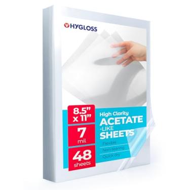 Imagem de Hygloss Products Folhas de projetor Overhead Película de transparência semelhante a acetato, para projetos de arte e artesanato e salas de aula, não para impressoras, 21,5 x 28 cm, 48 folhas