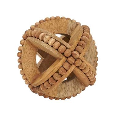 Imagem de SARO LIFESTYLE Esferas de contas de madeira texturizadas