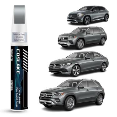 Imagem de COSLAKE Tinta de retoque de carro (cinza selenita metálica (992/7992)) para Mercedes-Benz, kit de reparo de arranhões de pintura de carro, solução rápida e fácil de reparar, caneta removedor de